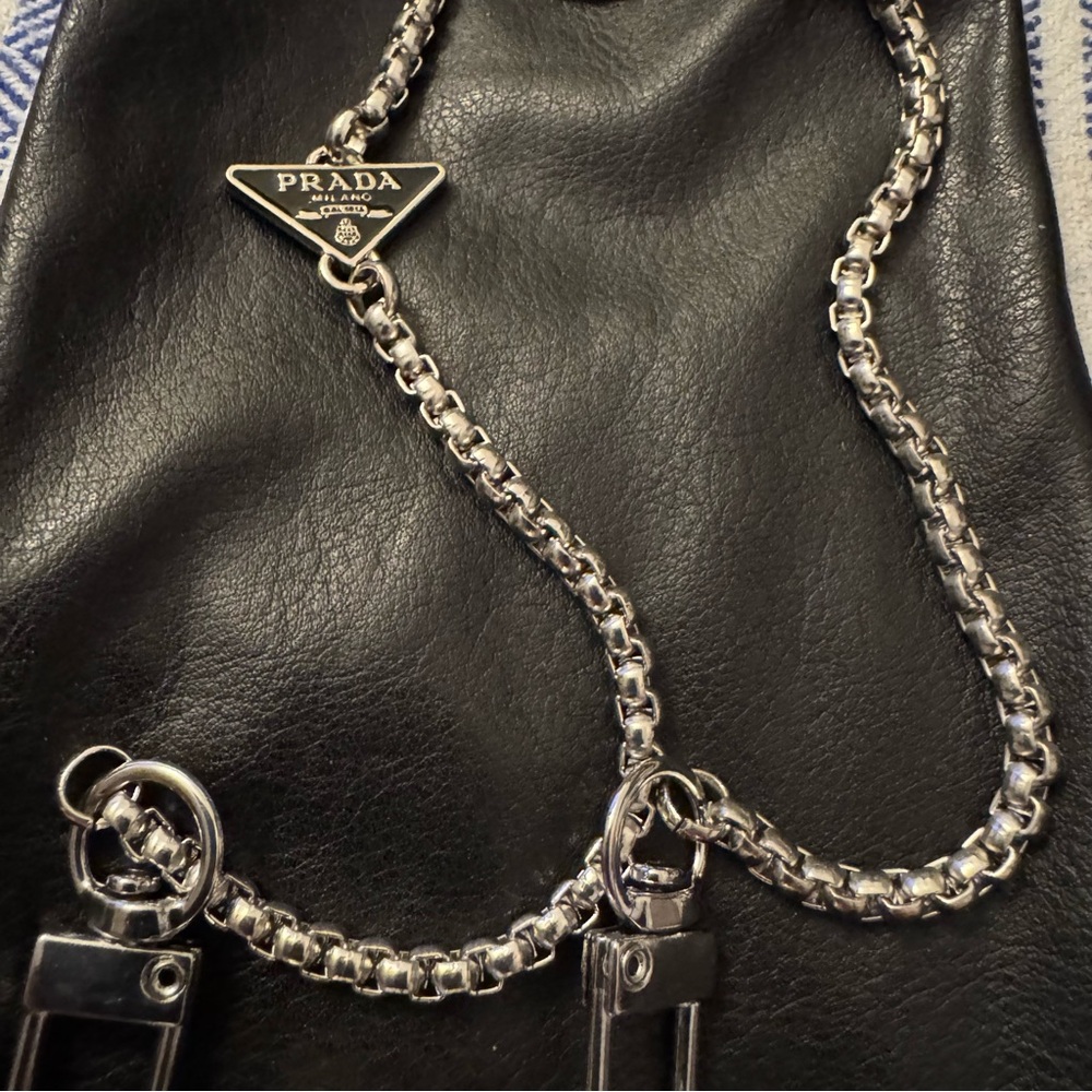Prada Silver Logo Compact Chain Charm - Picture 2 of 3